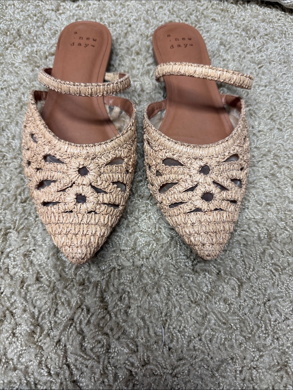 A NEW DAY Raffia mules size 7.5
